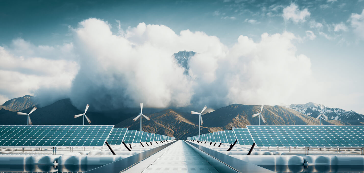 solar panels on a cloudy day