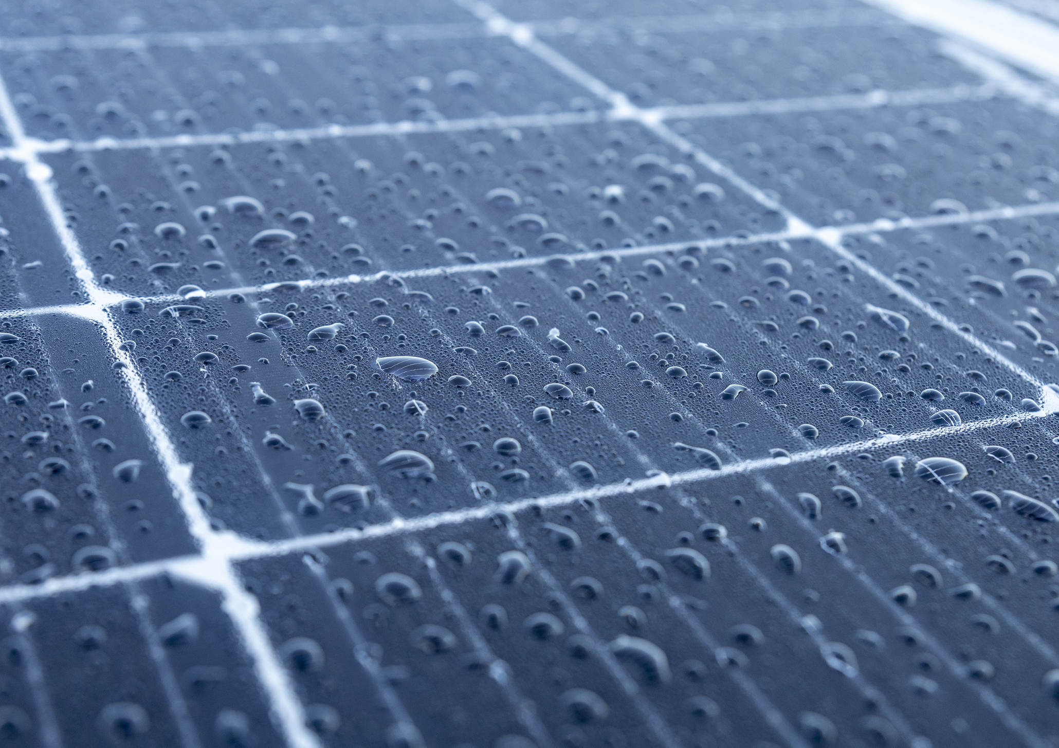 Solar photovoltaic modules in power plant during cloudy weather, Netherlands