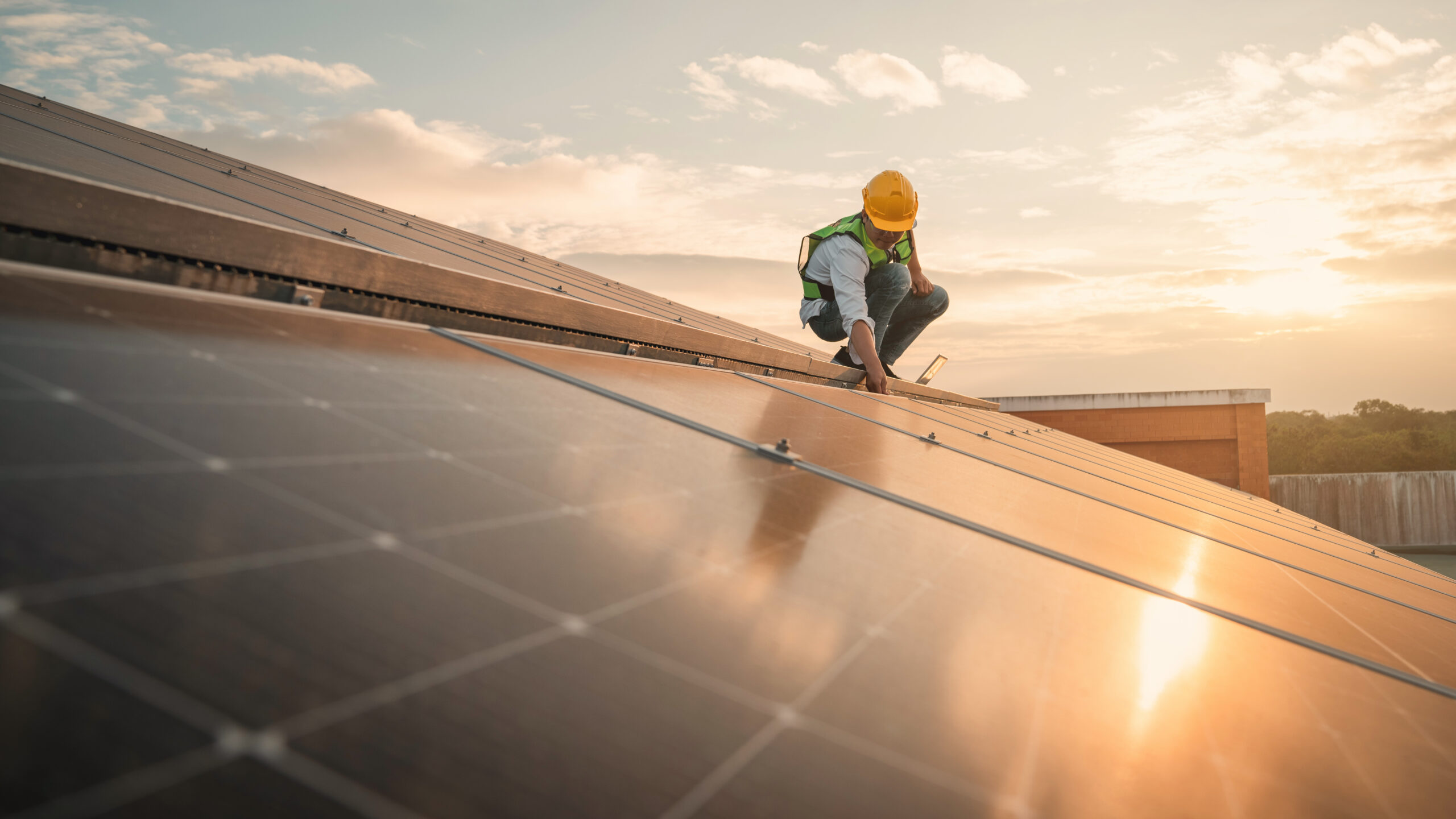 Solar installer on roof