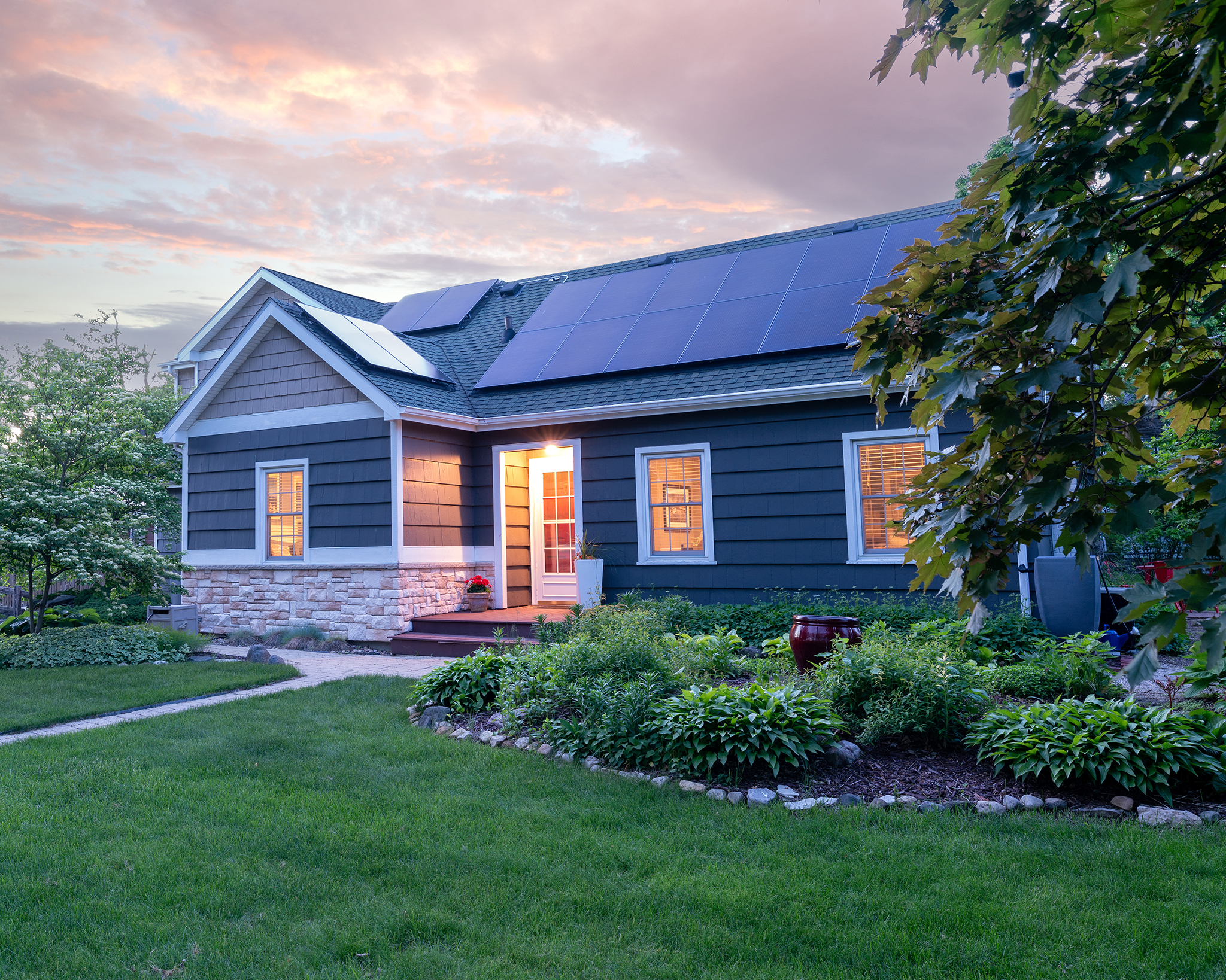 Home with solar panels